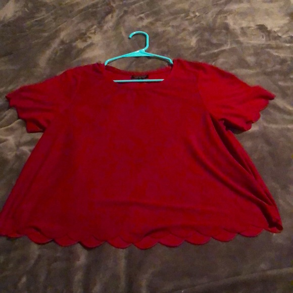 Top Shop Red scalloped top. Size 8 - Picture 1 of 3